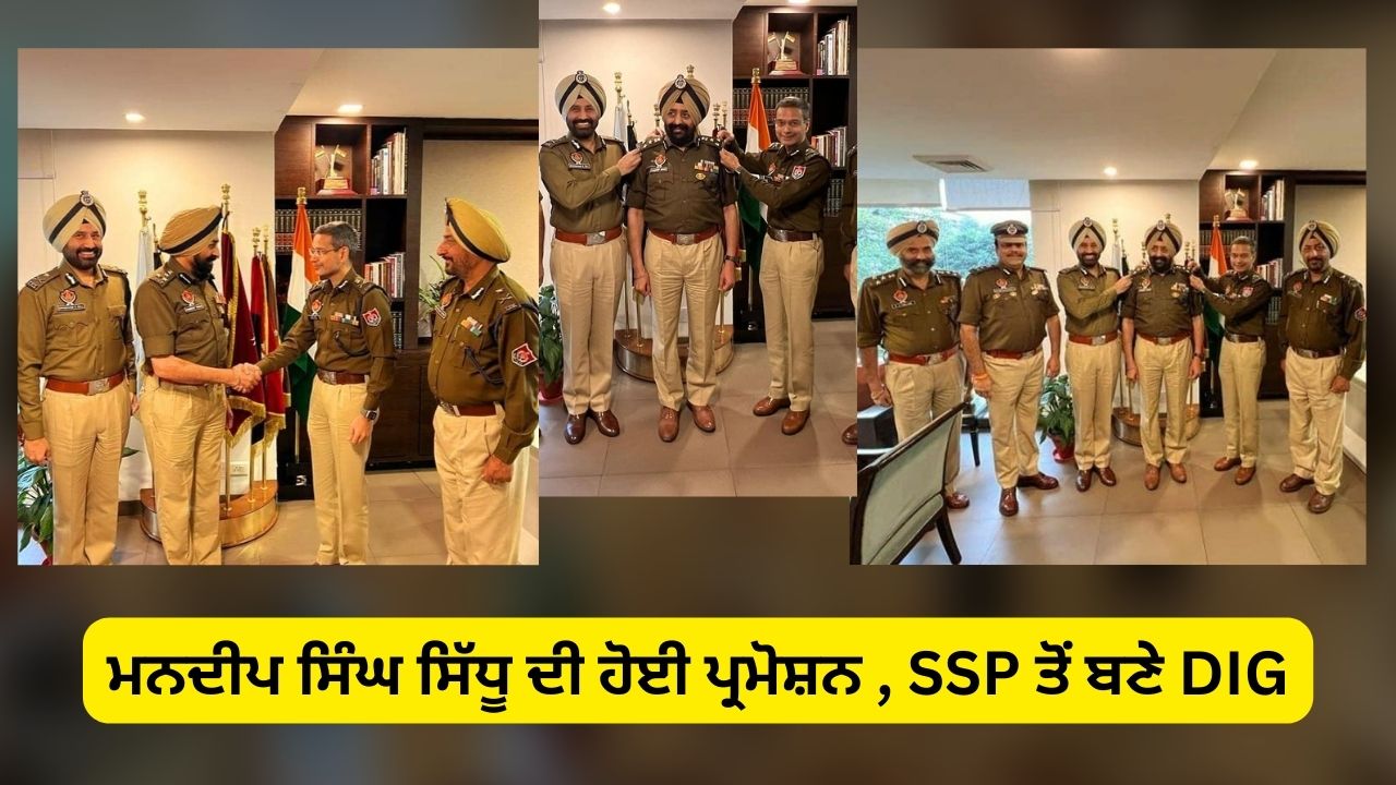 Mandeep Singh Sidhu has been promoted from SSP to DIG