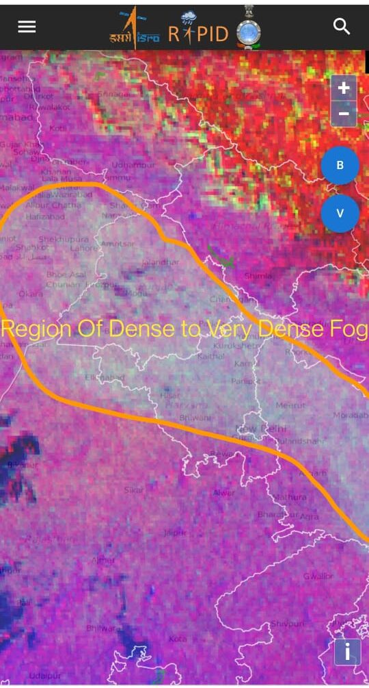 Dense to Very Dense Fog as seen in Satellite Imagery over Most parts of Punjab and Haryana