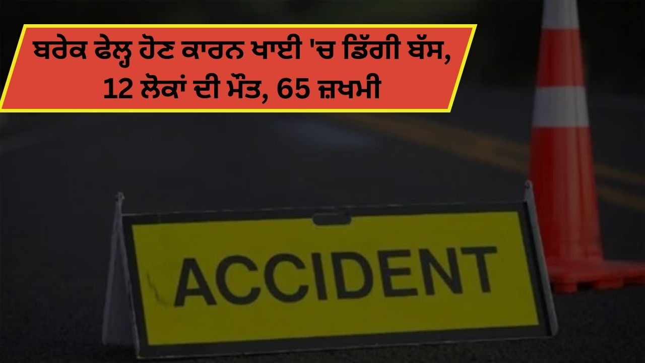 Bus fell into ditch due to brake failure12 people died 65 injured