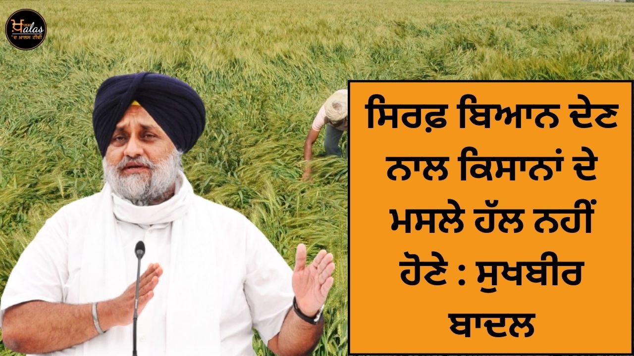 Just making a statement will not solve the farmers' problems: Sukhbir Badal