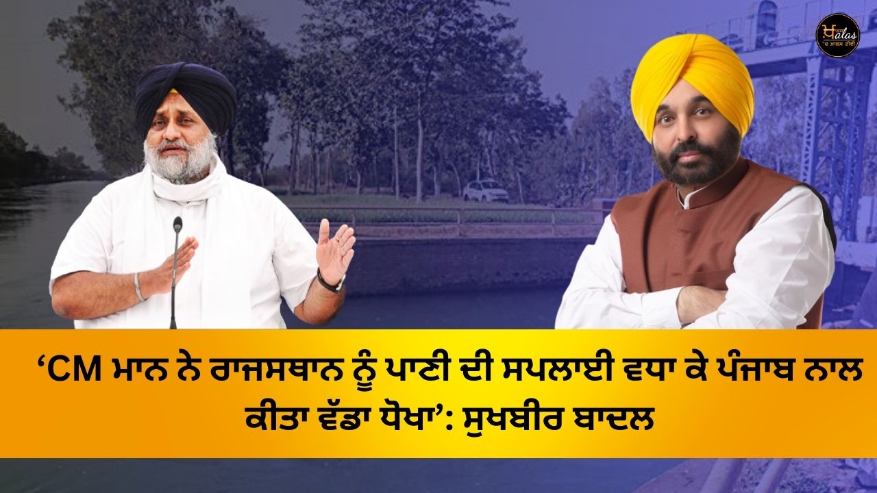 'CM Mann cheated Punjab by increasing water supply to Rajasthan': Sukhbir Badal