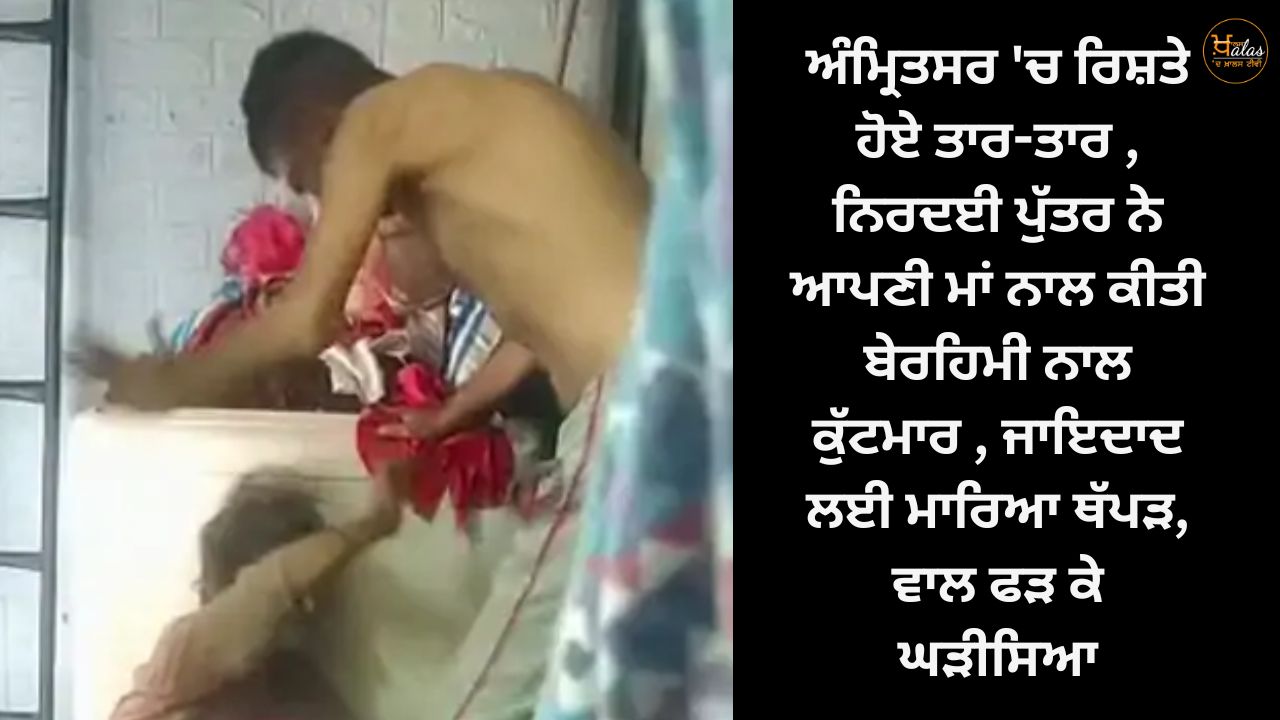 In Amritsar, the relationship was strained, the cruel son brutally beat his mother, slapped her for property, grabbed her hair and dragged her.