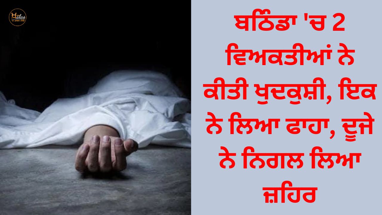 2 persons committed suicide in Bathinda, one hanged himself, the other swallowed poison