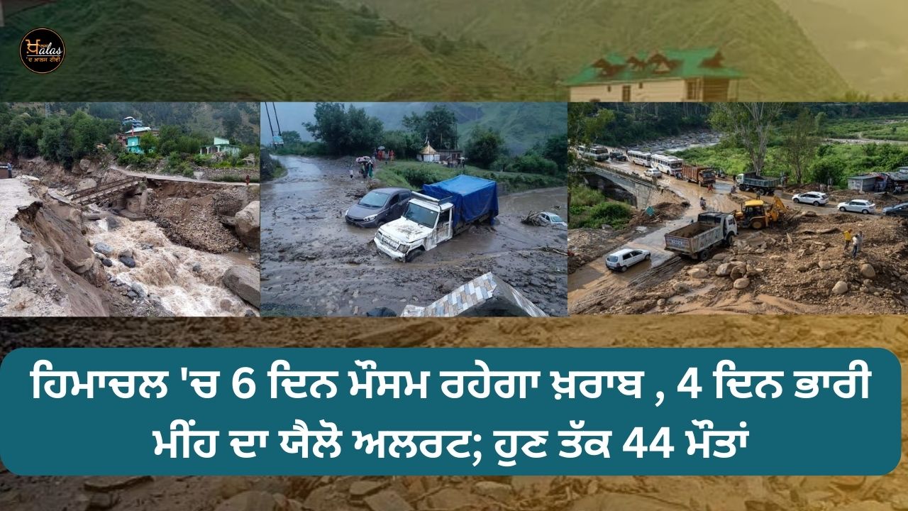 Weather in Himachal will remain bad for 6 days, yellow alert of heavy rain for 4 days;
