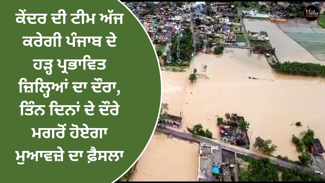 The central team will visit the flood-affected districts of Punjab today, after the three-day visit, the compensation will be decided.