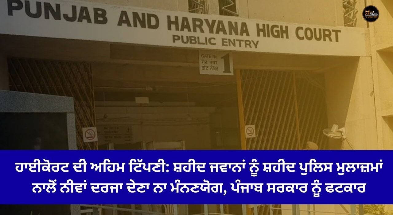 High Court's important comment: It is unacceptable to give lower status to martyred jawans than martyred policemen, rebuke the Punjab government