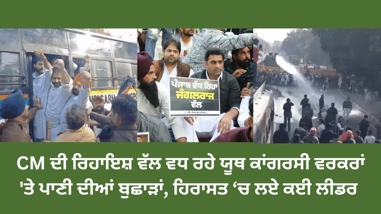 Water splashed on Youth Congress workers moving towards CM's residence, many leaders detained