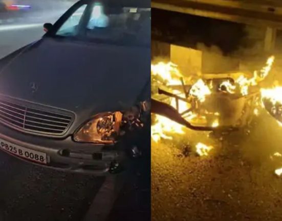 Mercedes collided at night in Jalandhar, 2 died painfully, two youths were run over by car riders.