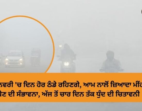 Days will be colder in January, more rain likely than usual, fog warning for four days from today