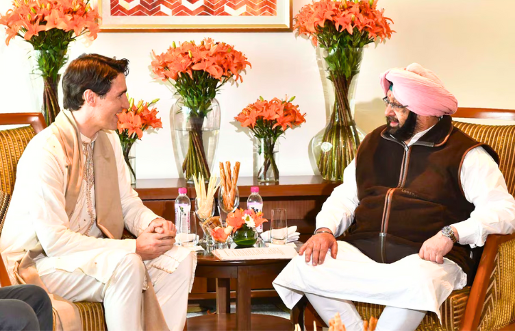 Justin Trudeau meeting with Punjab Chief Minister Amarinder Singh in Amritsar on Feb 21 2018